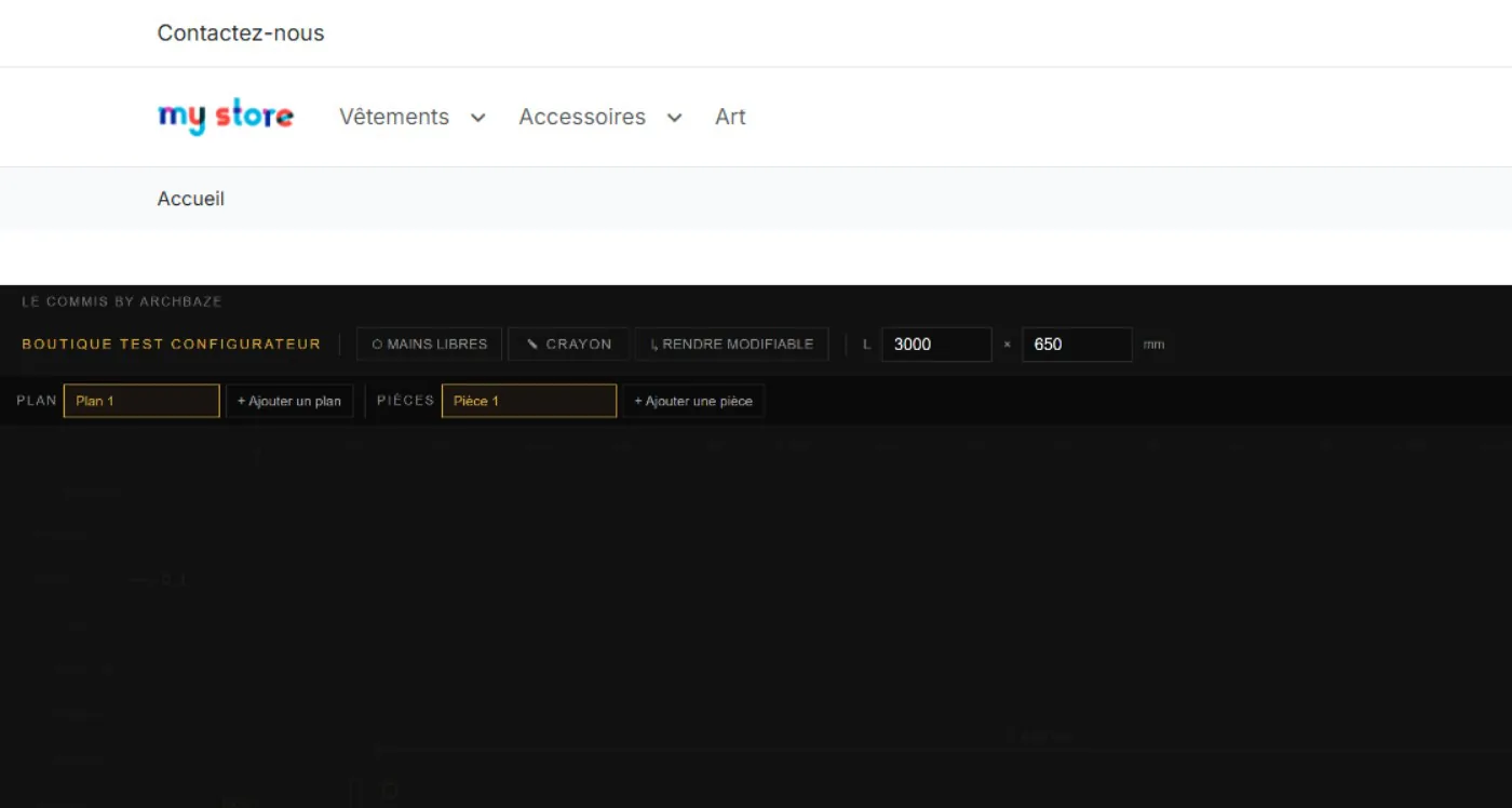 Boutique PrestaShop, page /configurateur : le thème de la boutique encadre le module.